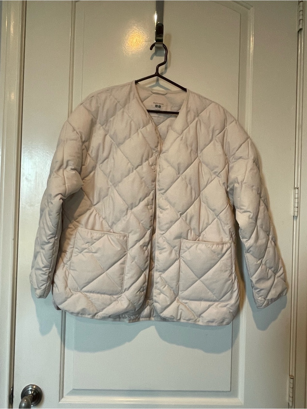 Uniqlo Cream Quilted Button-Front Puffer Jacket